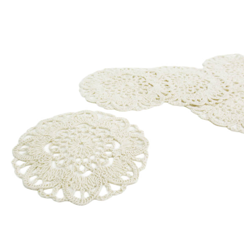 コットンレース コースター5P(12cmR)